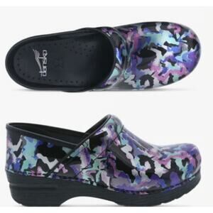 Dansko Professional Patent Leather Clogs Mermaid Slip-On Nursing Shoes 7